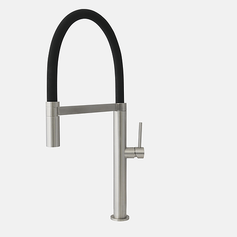 STYLISH - Stainless Steel Single Handle Pull Out Dual Mode Kitchen Sink Faucet with Red Spout Hose