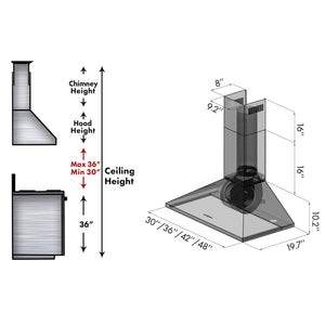 ZLINE Convertible Vent Wall Mount Range Hood in Stainless Steel