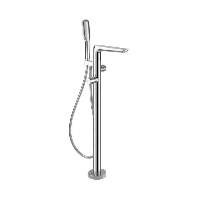 Dax Freestanding Hot Tub Filler with Hand Shower And Square Spout, Brass Body, Chrome Finish, 8-11/16 X 34 13/16 In