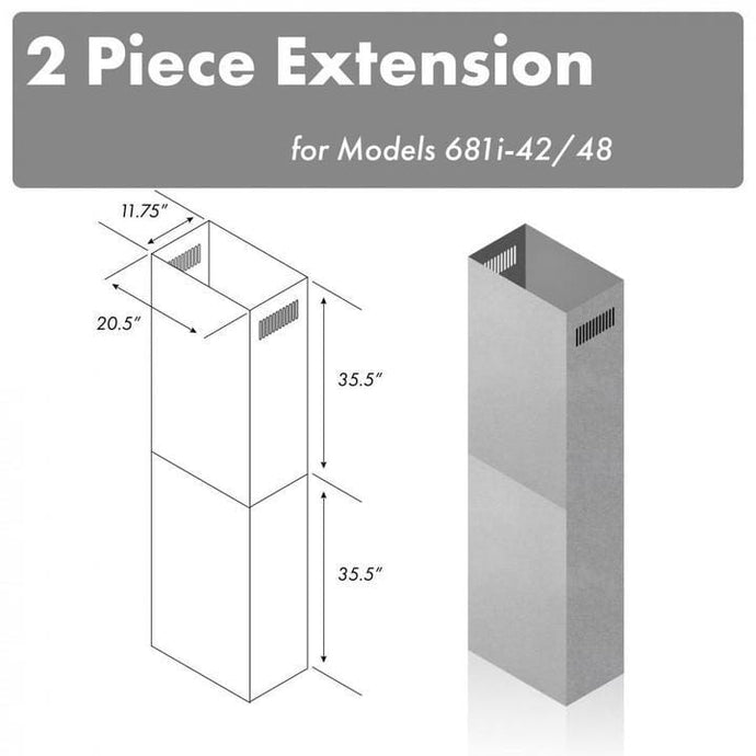 ZLINE 71 in. Stainless Steel Extended Chimney (2PCEXT-681i-42/48)