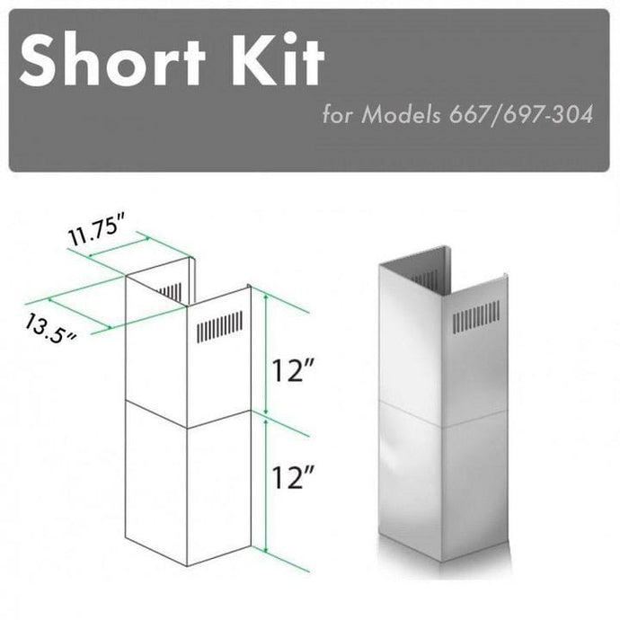 ZLINE 2-12 in. Short Chimney Pieces for 7 ft. to 8 ft. Ceilings (SK-667/697-304)