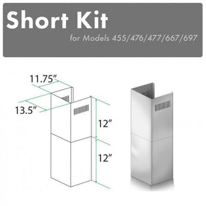 ZLINE 2-12 in. Short Chimney Pieces for 7 ft. to 8 ft. Ceilings (SK-455/476/477/667/697)