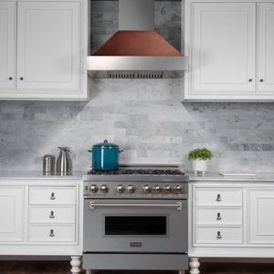 ZLINE Ducted DuraSnow® Stainless Steel Range Hood with Hand-Hammered Copper Shell (8654HH)