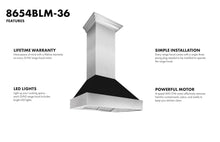 Load image into Gallery viewer, ZLINE Ducted DuraSnow® Stainless Steel Range Hood with Black Matte Shell (8654BLM)