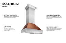 Load image into Gallery viewer, ZLINE Ducted DuraSnow® Stainless Steel Range Hood with Hand-Hammered Copper Shell (8654HH)