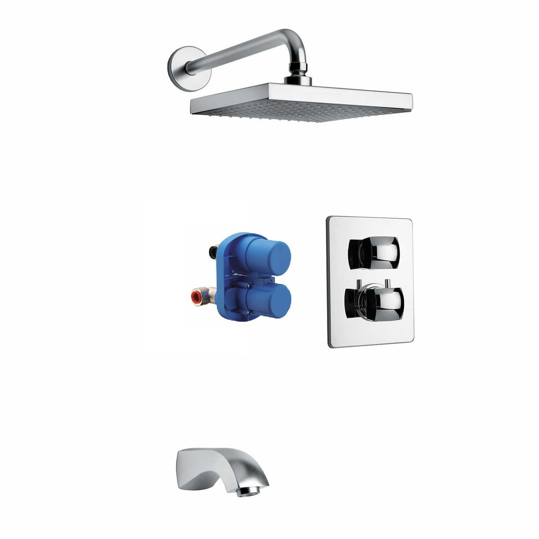 Lady Thermostatic Tub Filler And Shower Set With 2-way Diverter Volume Control