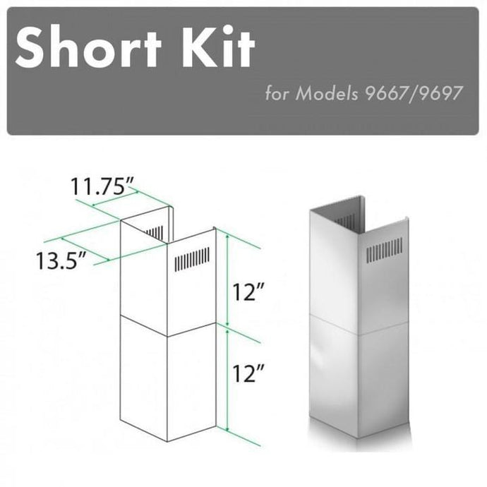 ZLINE 2-12 in. Short Chimney Pieces for 7 ft. to 8 ft. Ceilings (SK-9667/9697)