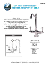 Load image into Gallery viewer, BTI Aqua-Solutions Traditional Spout Hot Cold Filtration System Set