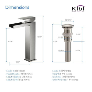 KIBI Waterfall Brass Single Handle Bathroom Vessel Sink Faucet