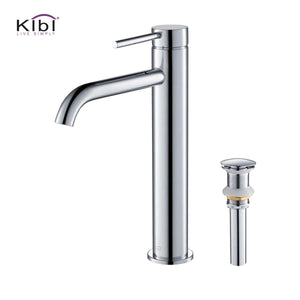 KIBI Circular Brass Single Handle Bathroom Vessel Sink Faucet