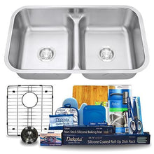 Load image into Gallery viewer, Dakota Signature Stainless Steel 50/50 Double Bowl Low Divide 32&quot; Kitchen Sink w/ Grids