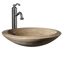 Load image into Gallery viewer, Dakota Signature Elements Natural Stone Vessel Sink Made from Polished Beige Travertine.