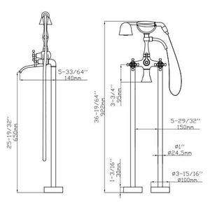 Dakota Signature Freestanding Tub Filler with Hand Shower