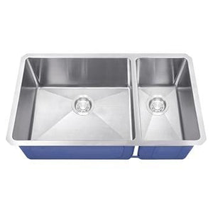 Dakota Signature Micro Radius 32″ Double Bowl 70/30 Kitchen Sink w/ grids