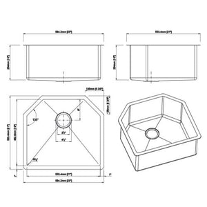 Dakota Signature Series Micro Radius D-Shaped Stainless Steel Single Bowl Kitchen Sink