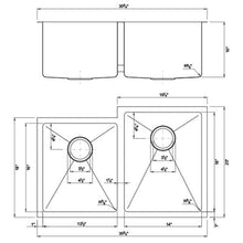 Load image into Gallery viewer, Dakota Signature Micro Radius Kitchen Sink 30.75″ Double Bowl Offset 40/60 w/ grids