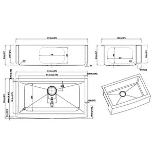 Dakota Signature Micro Radius Kitchen Sink Apron Front Single Bowl 36″ w/ grids