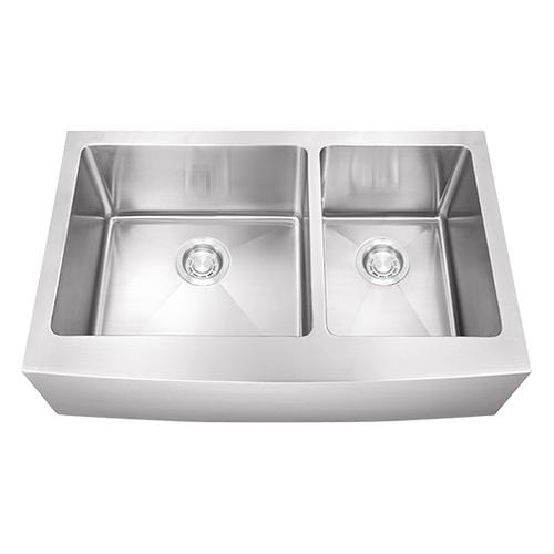 Dakota Signature Micro Radius Kitchen Sink Apron Front Double Bowl 60/40 33″ w/ grids