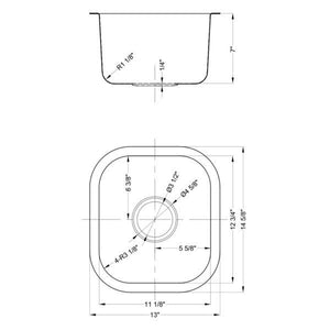 Dakota Signature Single Bowl 15″ Bar Sink w/ Grid