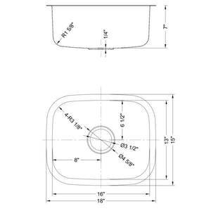 Dakota Signature Single Bowl 19″ Kitchen Sink w/ Grid