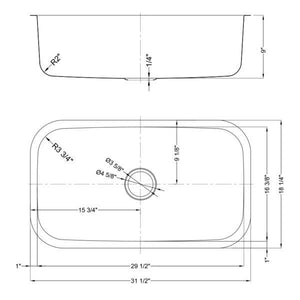 Dakota Signature Single Bowl 32″ Kitchen Sink w/ Grid
