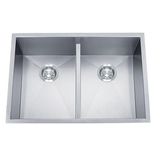 Dakota Signature 32″ Zero Radius Double Bowl 50/50 Low Divide Kitchen Sink with grids