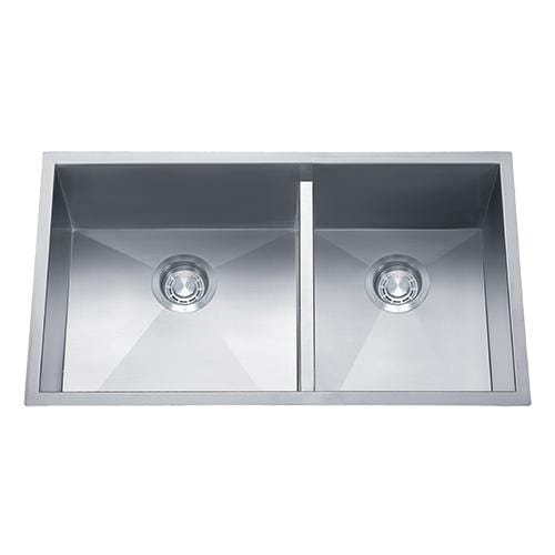 Dakota Signature Zero Radius 32″ Double Bowl 70/30 Kitchen Sink w/ grids