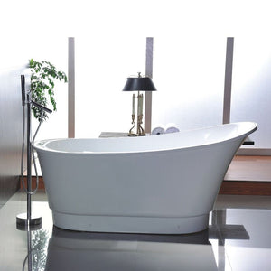 Vanity Art 67" Freestanding Acrylic Modern Bathtub with Chrome Finish