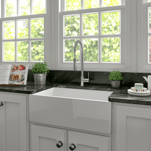 ZLINE Turin Farmhouse Reversible Fireclay Sink in White Gloss - FRC5117-WH-30