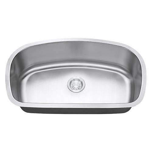 Builders Collection 18g Standard Radius 33×19 Single D-Bowl Undermount Stainless Steel Kitchen Sink