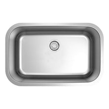 Load image into Gallery viewer, Builders Collection 18g Standard Radius 27×18 Single Bowl Undermount Stainless Steel Kitchen Sink
