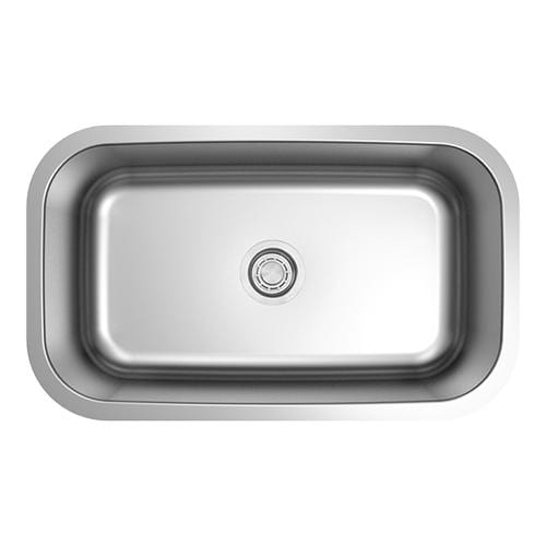 Builders Collection 18g Standard Radius 30×18 Single Bowl Undermount Stainless Steel Kitchen Sink