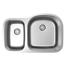 Load image into Gallery viewer, Builders Collection 18g Standard Radius 30/70 Offset Single Bowl Undermount Stainless Steel Kitchen Sink