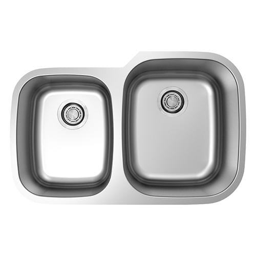 Builders Collection 18g Standard Radius 40/60 Offset Double Bowl Undermount Stainless Steel Kitchen Sink