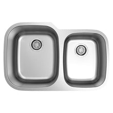 Load image into Gallery viewer, Builders Collection 18g Standard Radius 60/40 Offset Double Bowl Undermount Stainless Steel Kitchen Sink