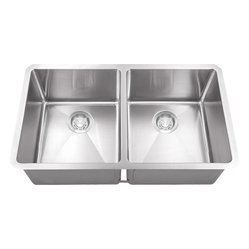 Builders Collection 18g Micro Radius 50/50 Double Bowl Undermount Stainless Steel Kitchen Sink