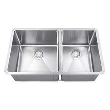 Load image into Gallery viewer, Builders Collection 18g Micro Radius 60/40 Double Bowl Undermount Stainless Steel Kitchen Sink