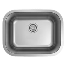 Load image into Gallery viewer, Builders Collection 18g Standard Radius 23×18 Single Bowl Undermount Stainless Steel Kitchen Sink
