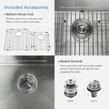 Load image into Gallery viewer, KIBI 32″ Handcrafted Off-Set Undermount Double Bowl Stainless Steel Kitchen Sink