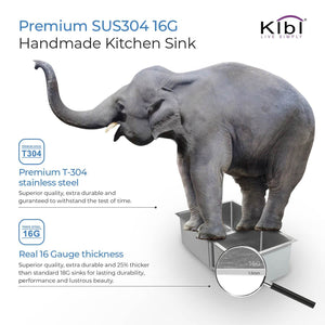 KIBI 32″ Handcrafted Off-Set Undermount Double Bowl Stainless Steel Kitchen Sink