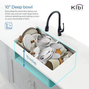 KIBI 32 3/4″ Handcrafted Undermount Double Bowl Stainless Steel Kitchen Sink