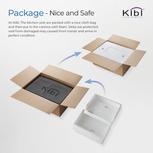 KIBI 32 3/4″ Handcrafted Undermount Double Bowl Stainless Steel Kitchen Sink