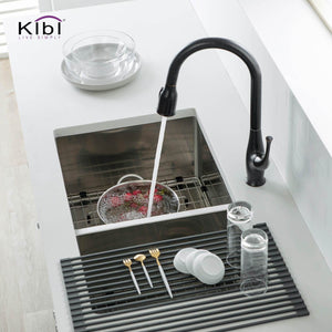 KIBI 32 3/4″ Handcrafted Undermount Double Bowl Stainless Steel Kitchen Sink