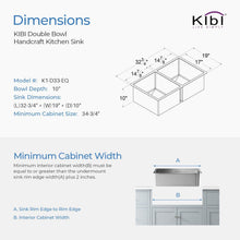 Load image into Gallery viewer, KIBI 32 3/4″ Handcrafted Undermount Double Bowl Stainless Steel Kitchen Sink