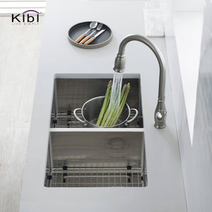 KIBI 32 3/4″ Handcrafted Undermount Double Bowl Stainless Steel Kitchen Sink