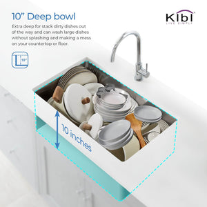 KIBI 32 3/4″ Low Divide Undermount Double Bowl Stainless Steel Kitchen Sink