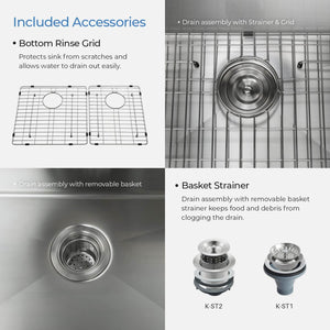 KIBI 32 3/4″ Low Divide Undermount Double Bowl Stainless Steel Kitchen Sink