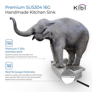 KIBI 33″ Handcrafted Farmhouse Apron Double Bowl Stainless Steel Kitchen Sink