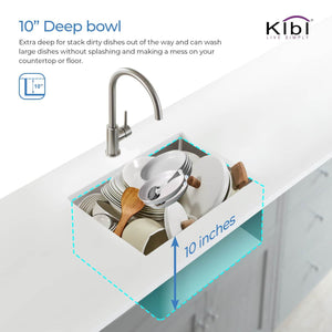 KIBI 23″ Handcrafted Undermount Single Bowl 16 gauge Stainless Steel Kitchen Sink