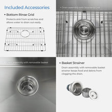 Load image into Gallery viewer, KIBI 23″ Handcrafted Undermount Single Bowl 16 gauge Stainless Steel Kitchen Sink